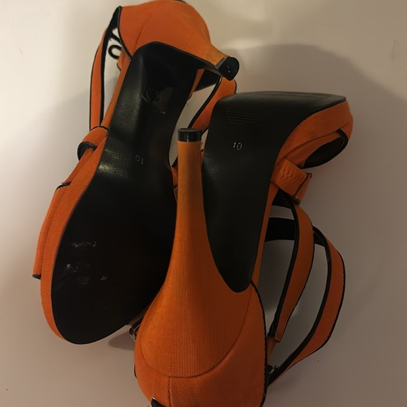 Call It Spring Orange Heels Side Buckle Faux Lace Up at Rear Size 10 - Picture 3 of 5